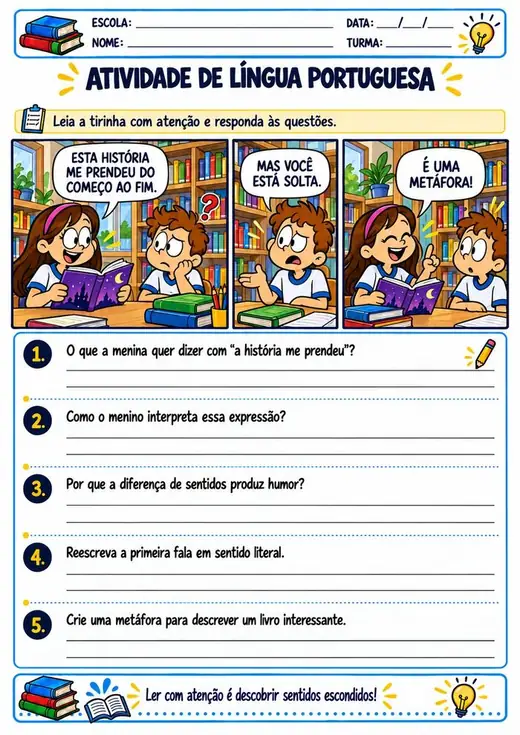 Atividade: Sentido literal e figurado (4º ano)